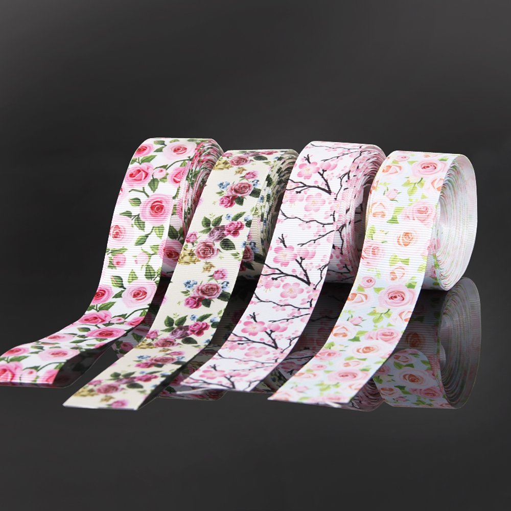 Amazon.com: Floral Flower Printed Grosgrain Ribbon Tape 1